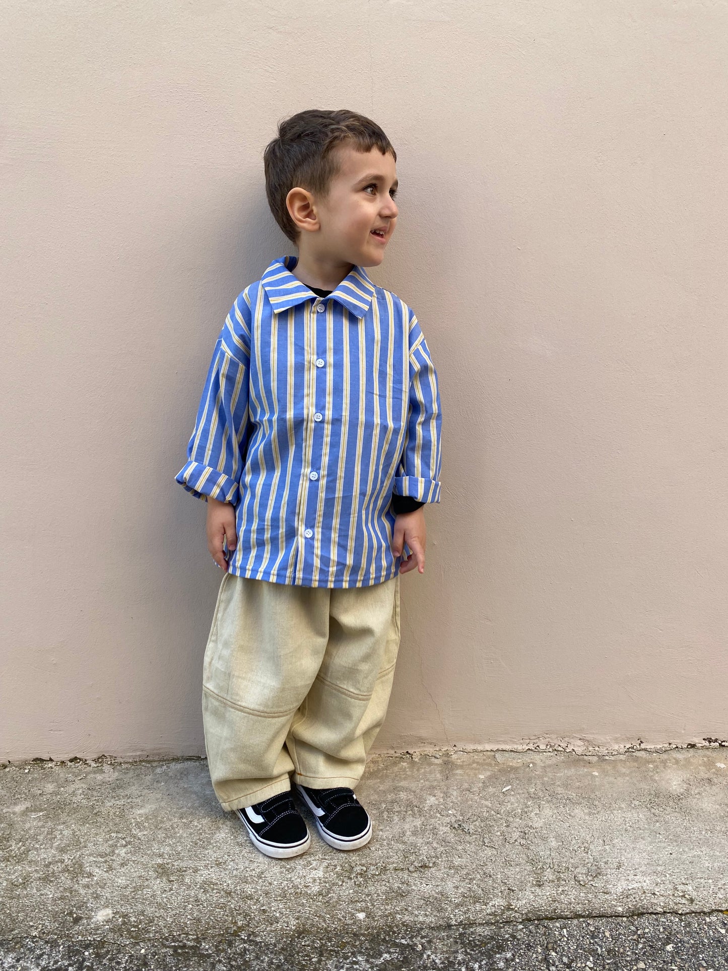 Camicia a righe celeste