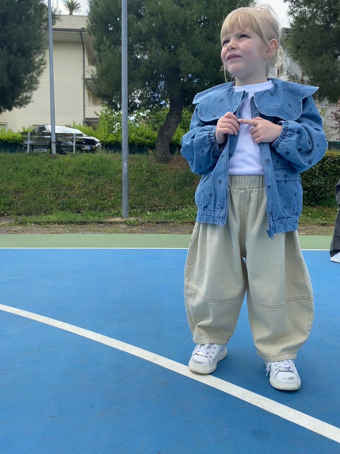 Giacca in denim cuori