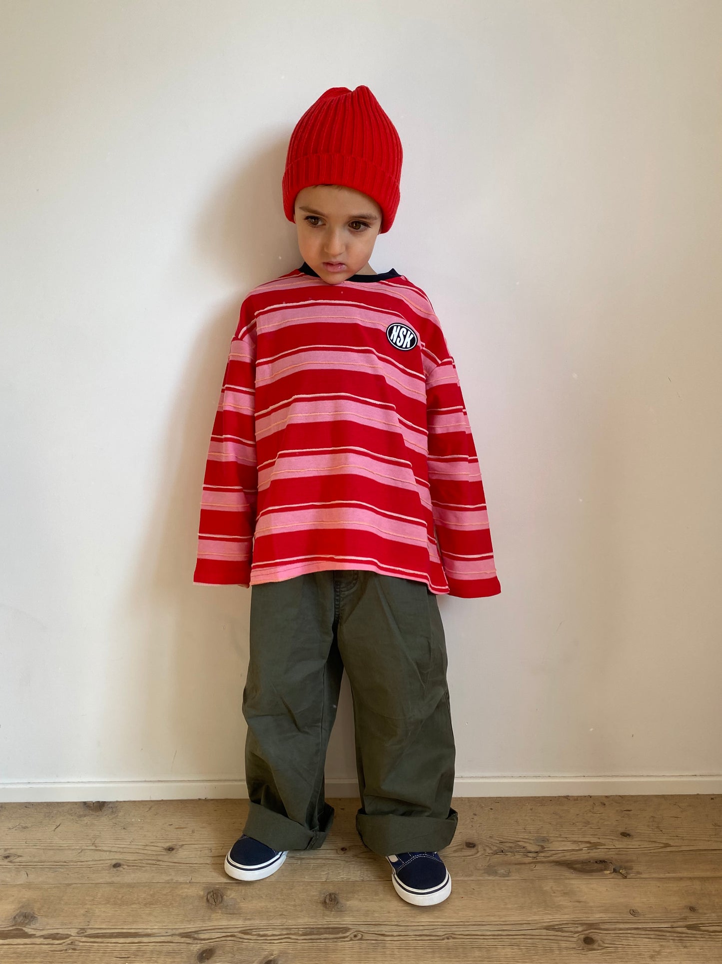 Striped long-sleeve t-shirt pink