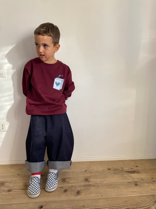 Felpa more snacks borgogna e bianca