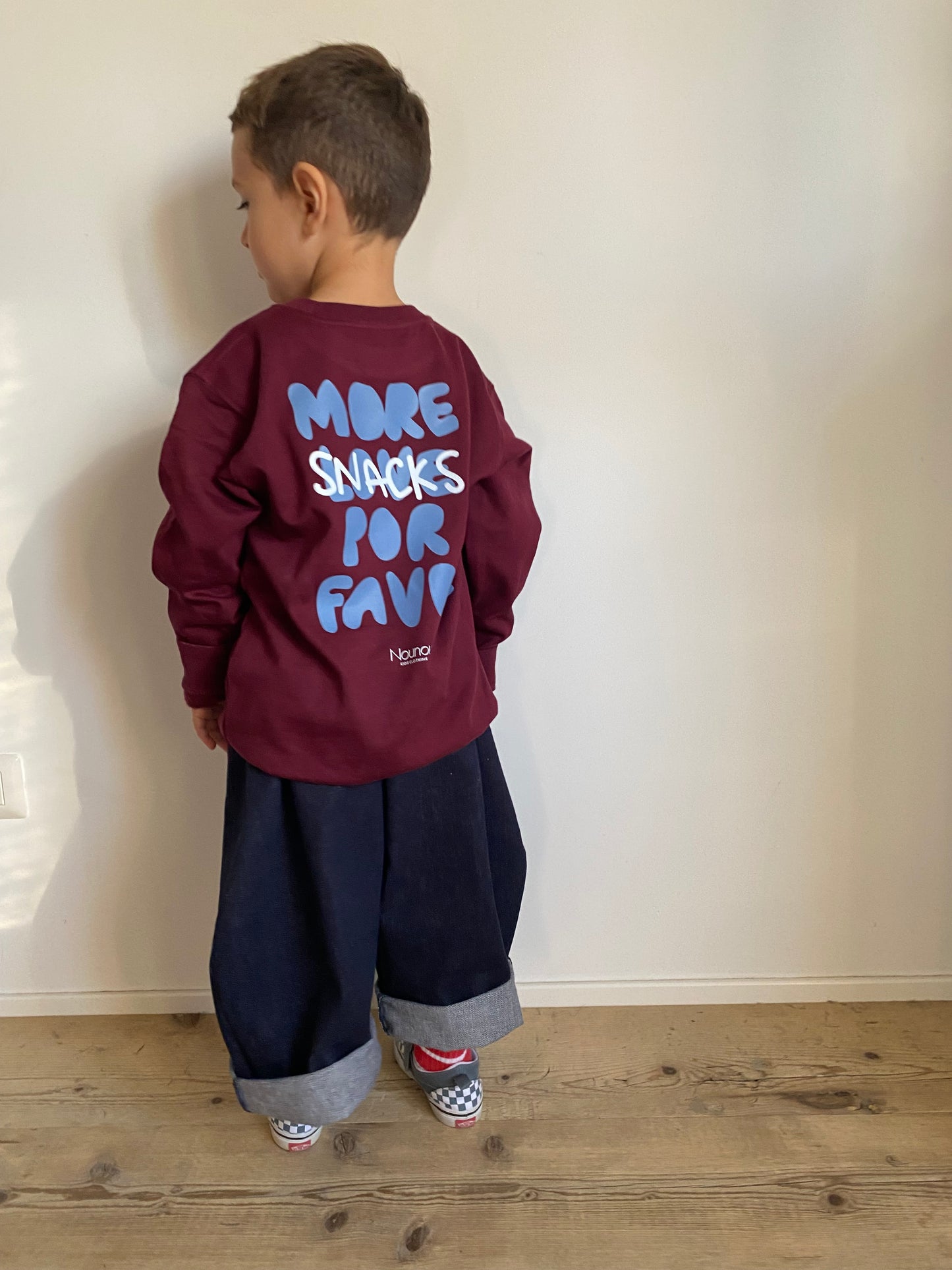 Felpa more snacks borgogna e bianca