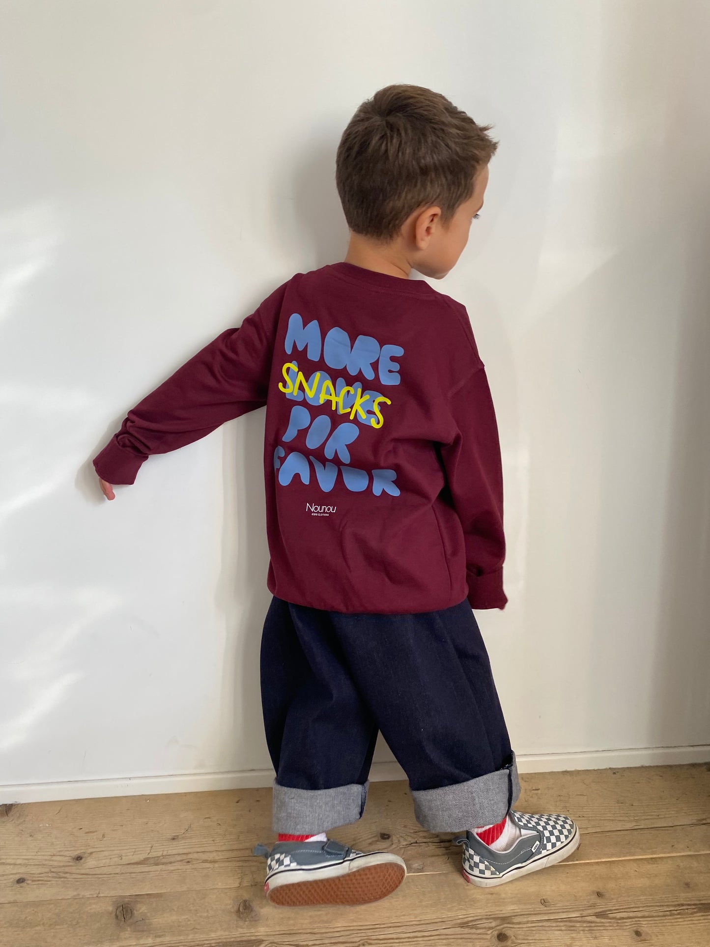 Felpa more snacks borgogna e gialla