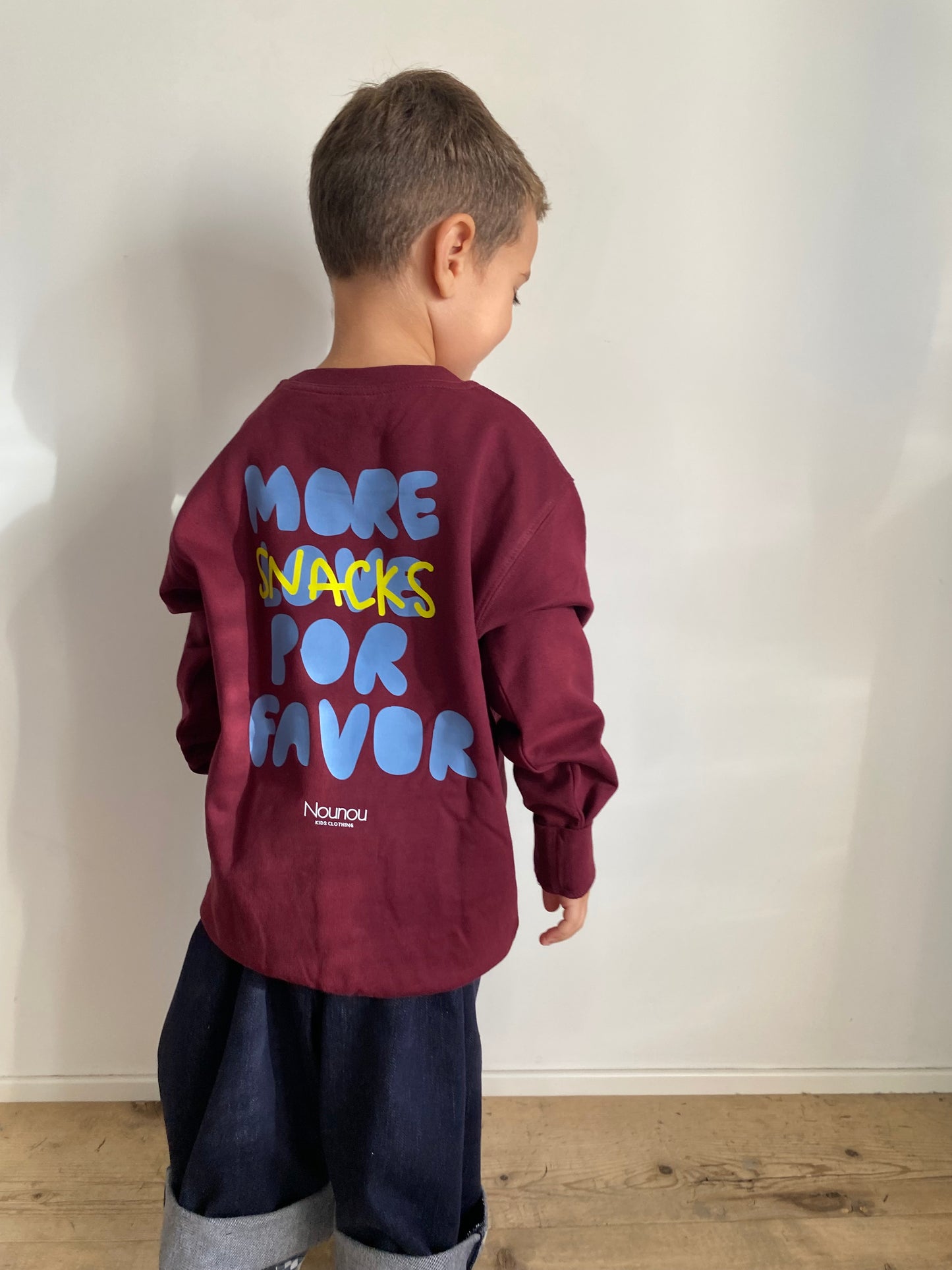 Felpa more snacks borgogna e gialla