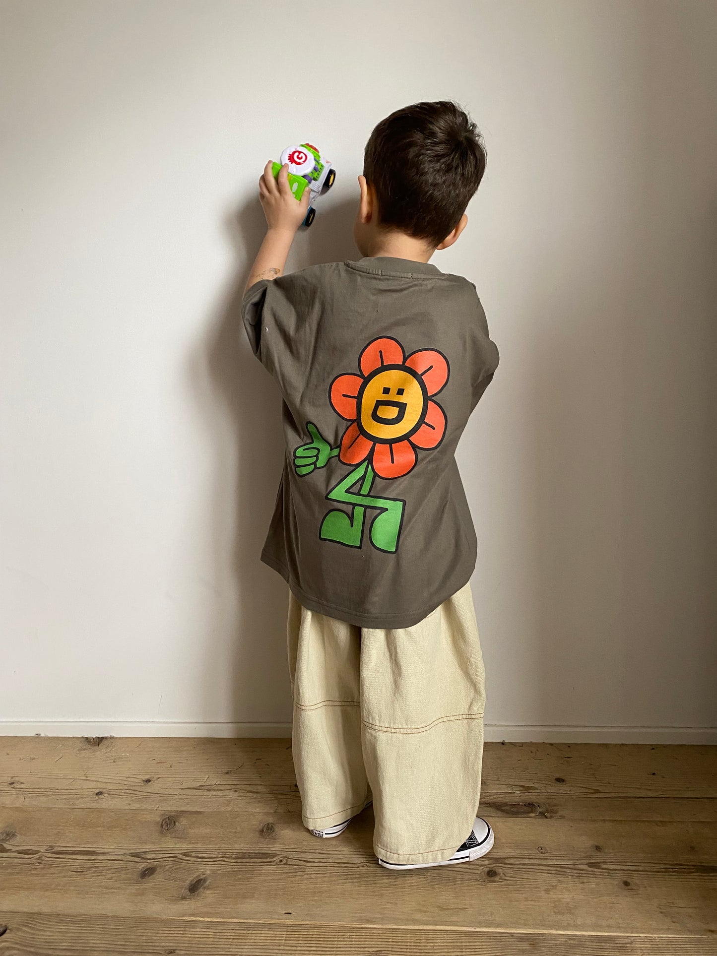 Pantalone in denim a palloncino beige