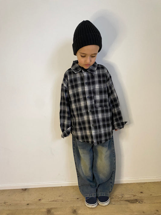 Camicia in plaid nera