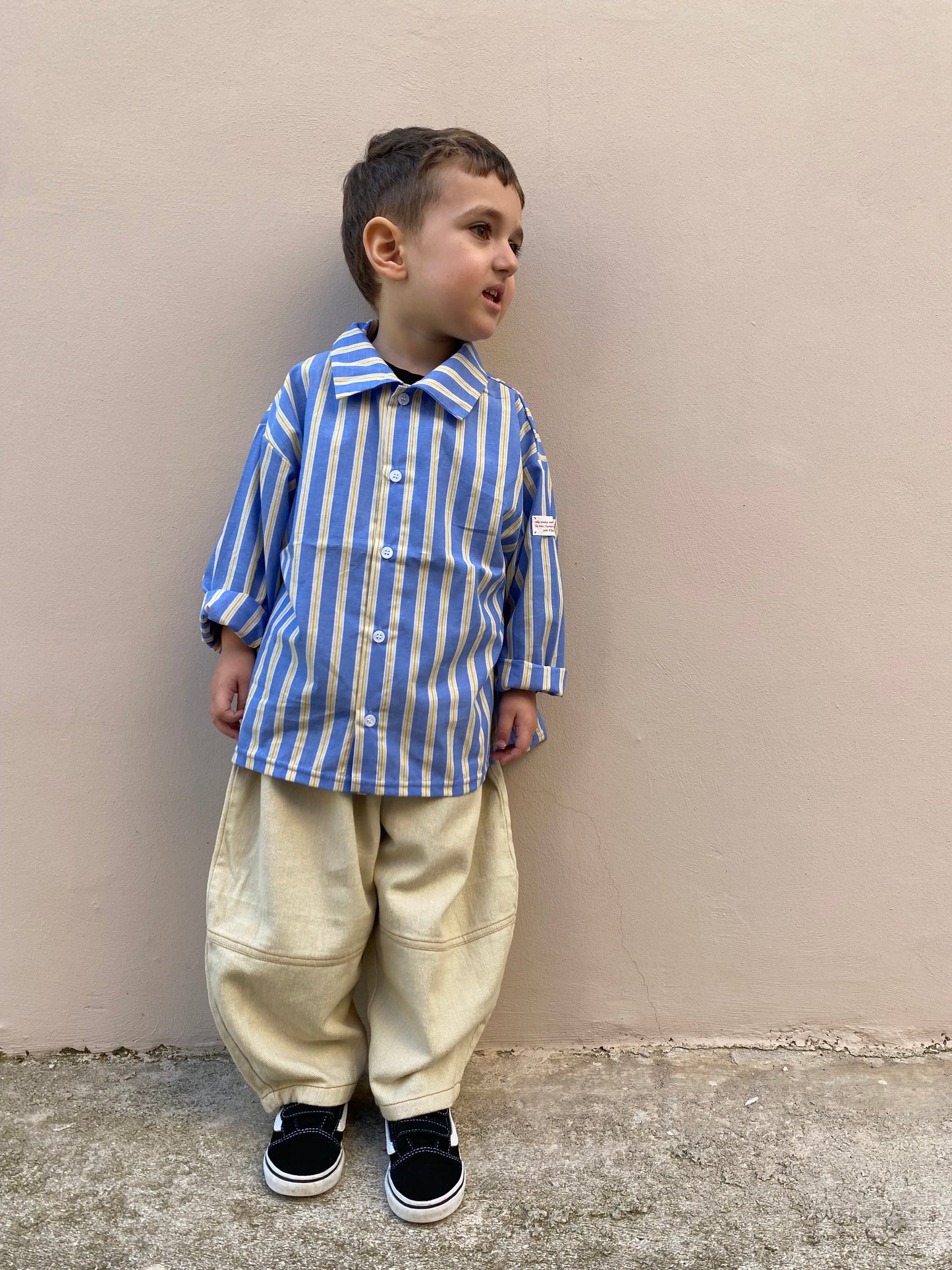 Camicia a righe celeste