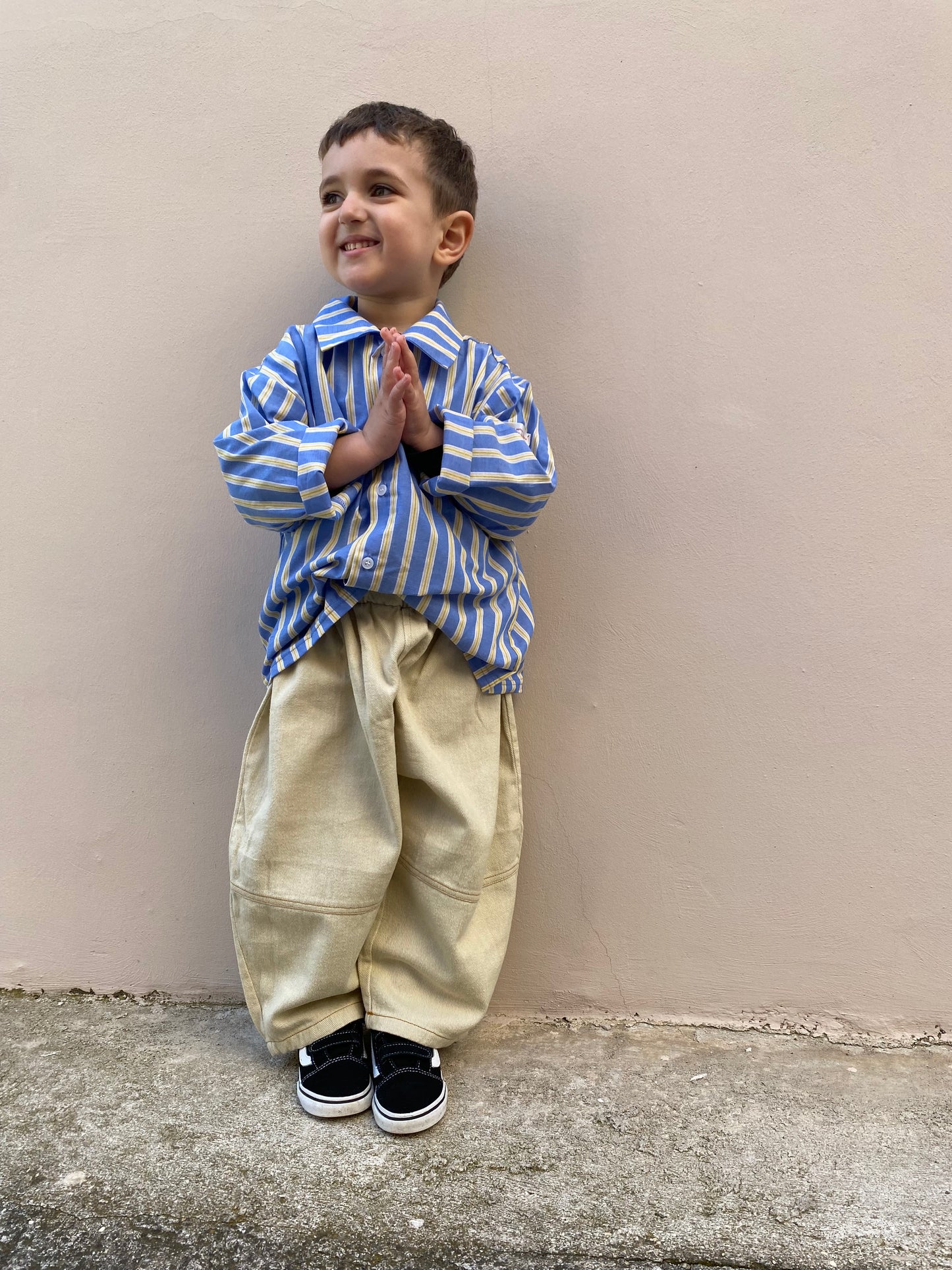 Camicia a righe celeste