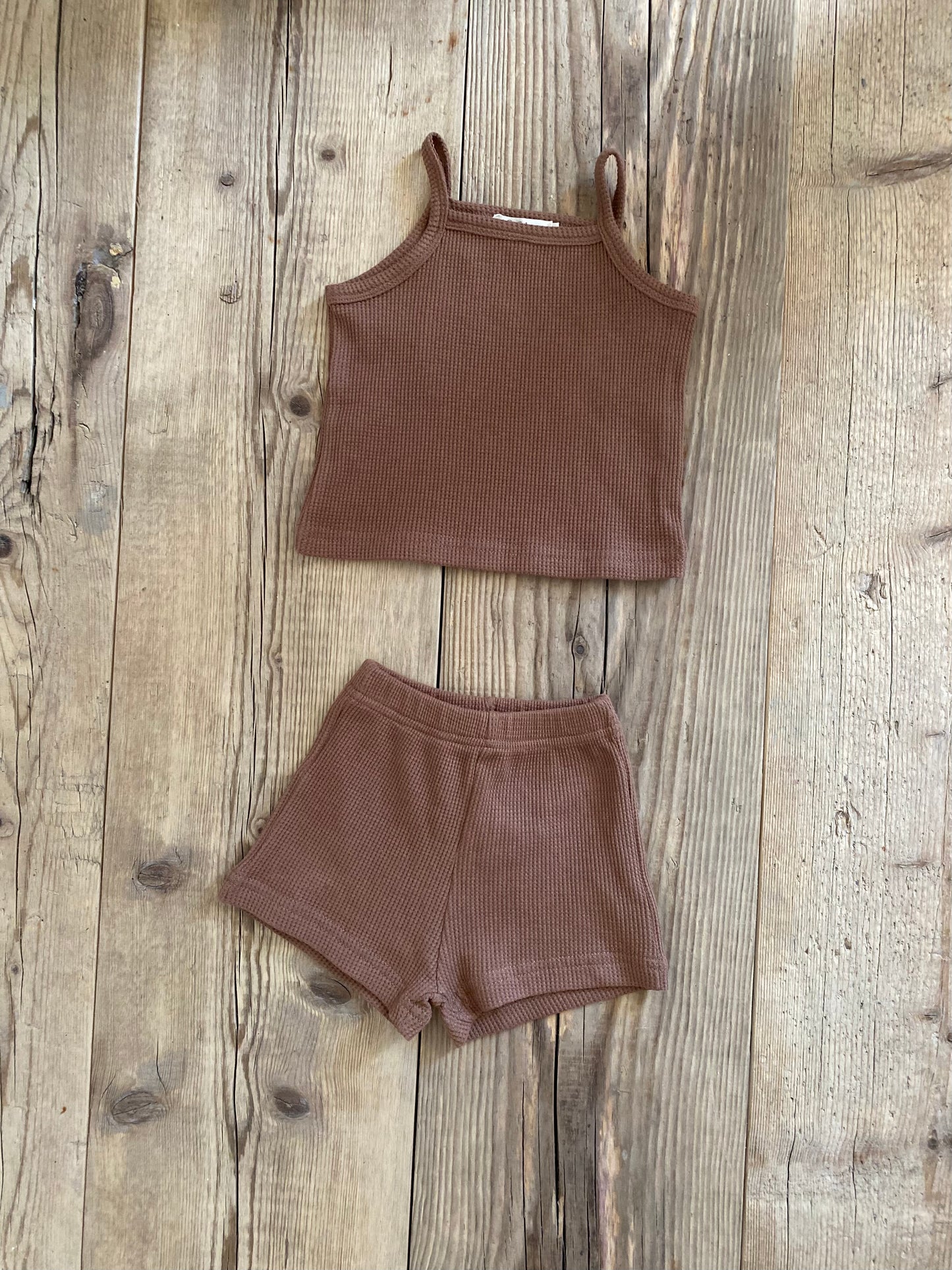 Coordinato waffle marrone