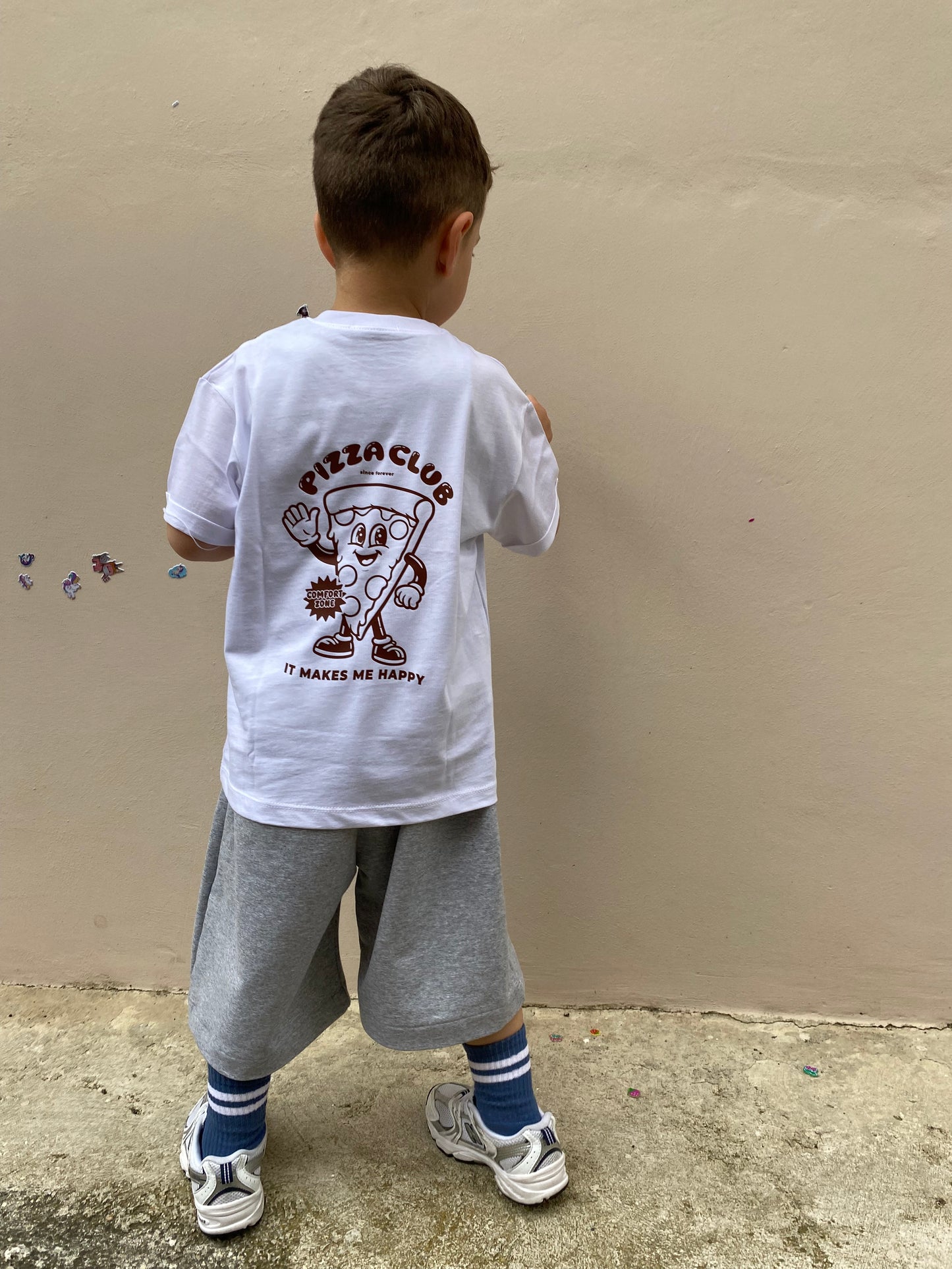 T-shirt pizza club marrone