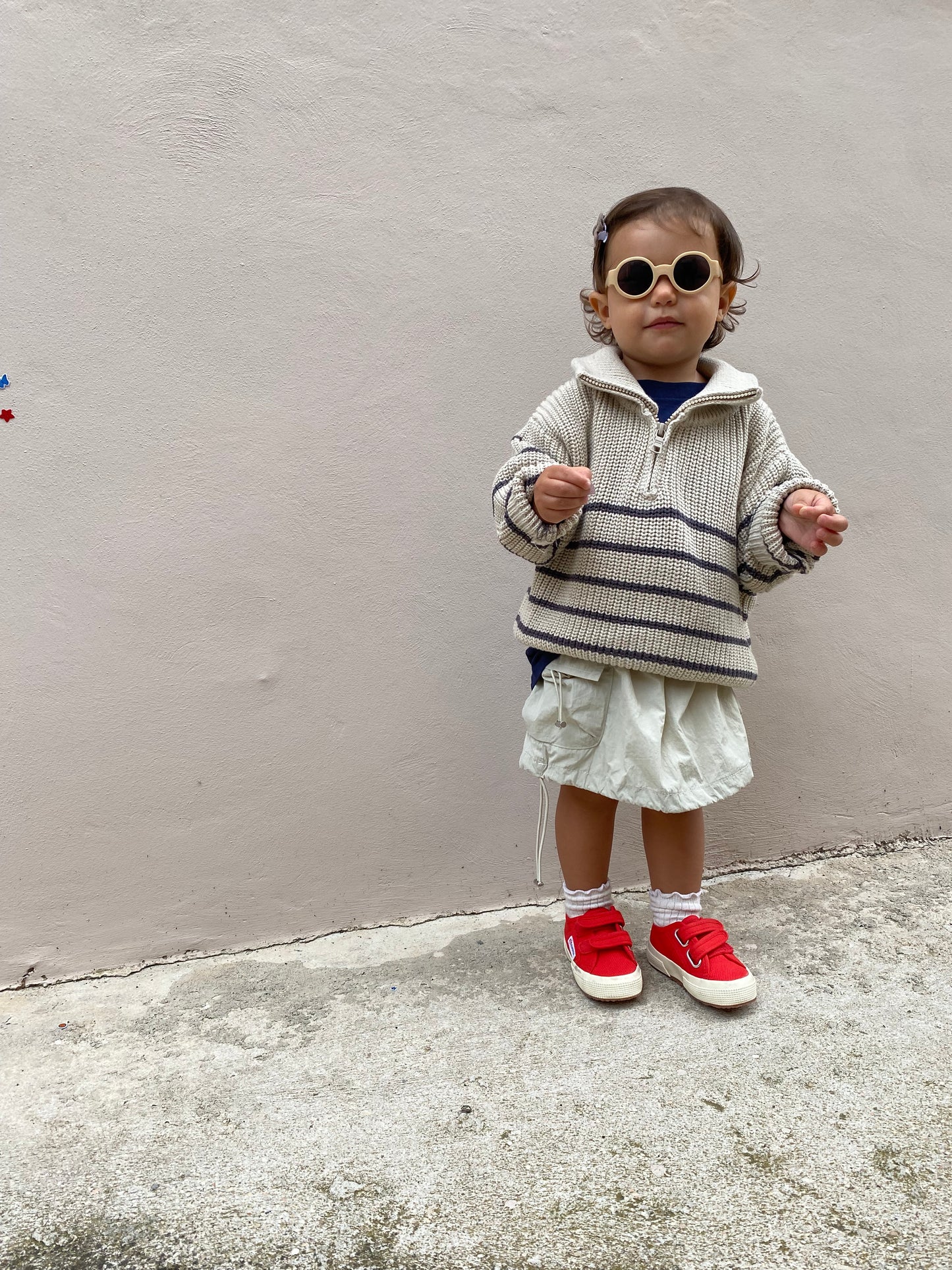 Maglione half zip beige