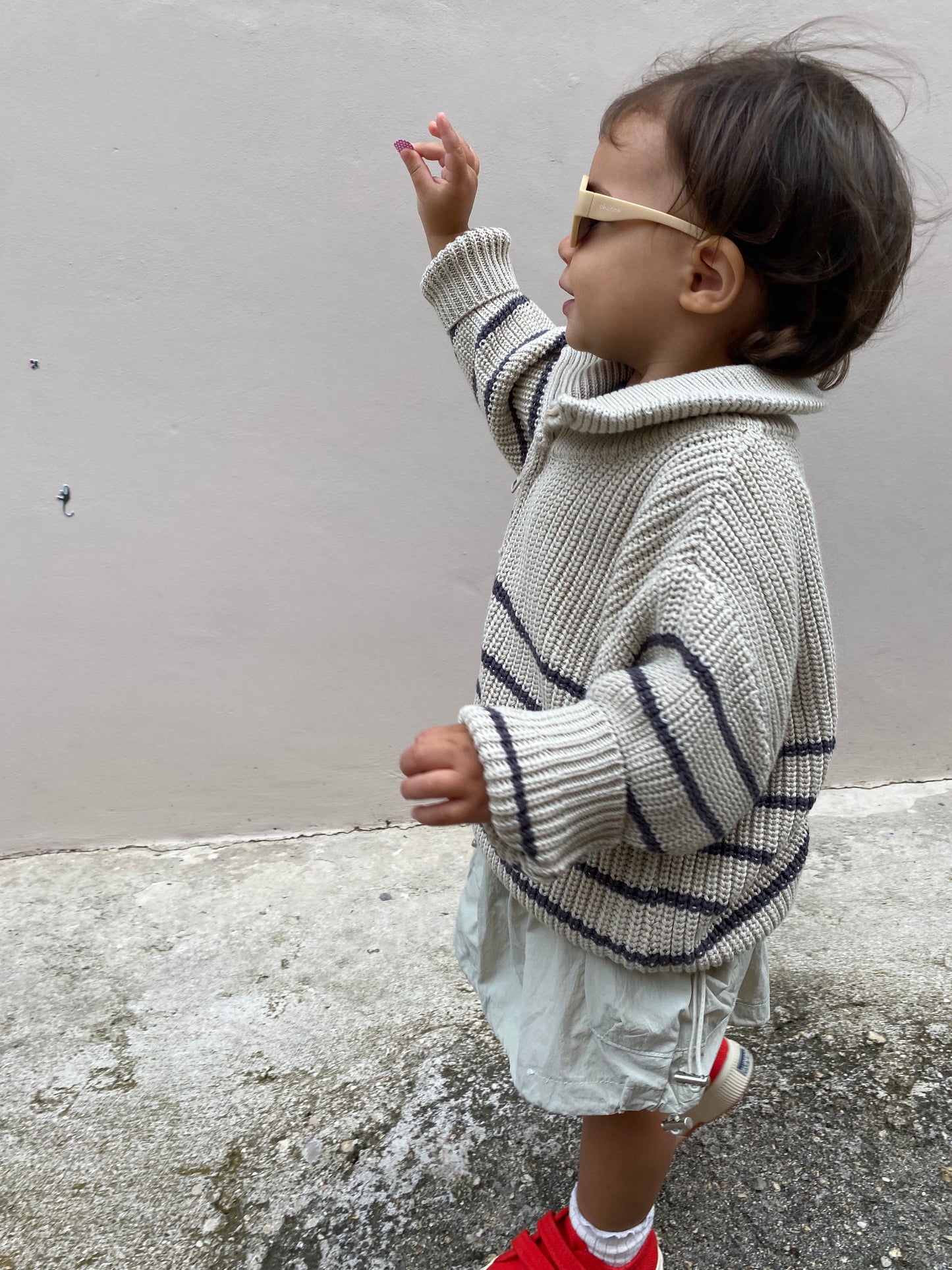 Maglione half zip beige