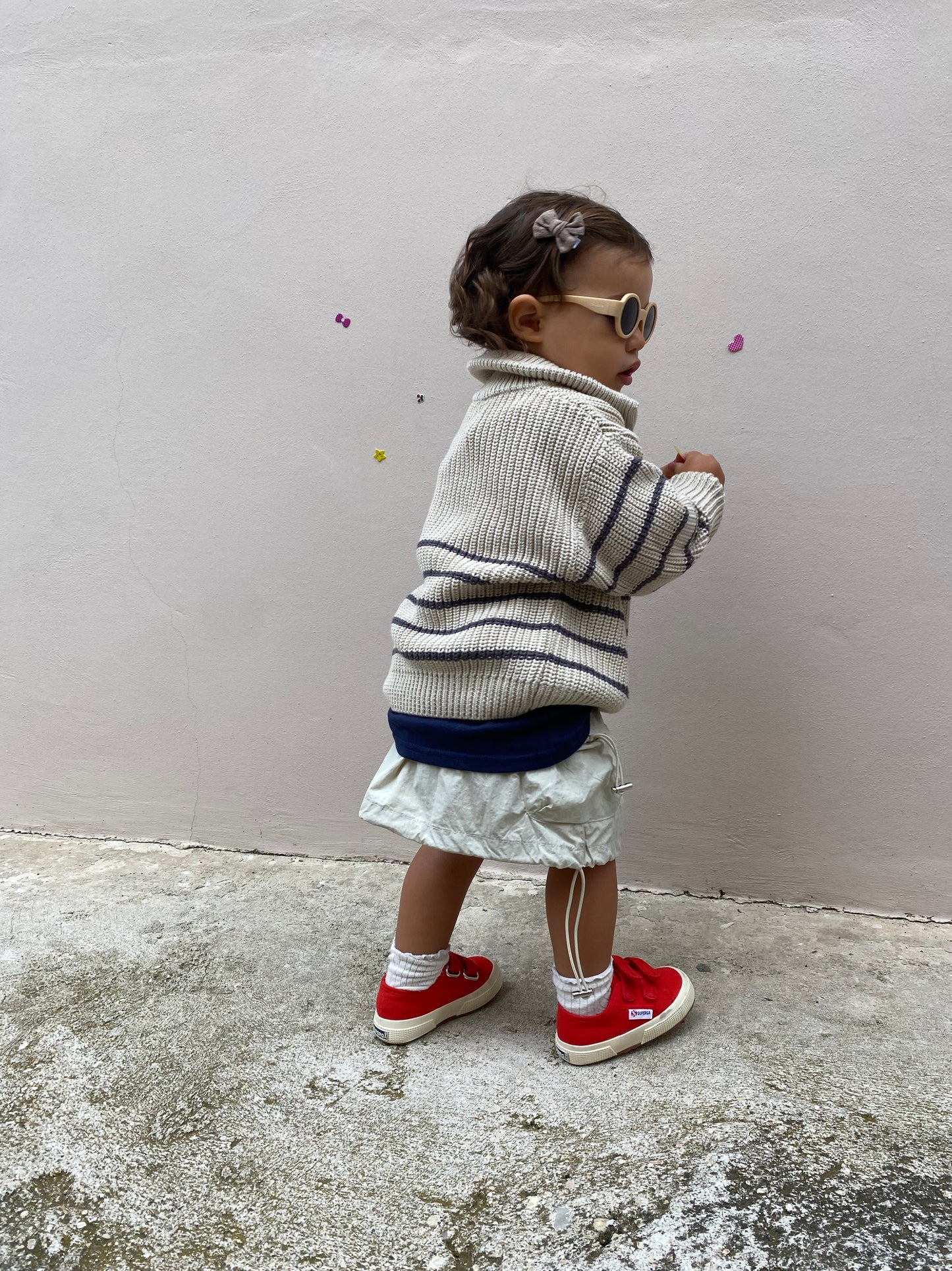 Maglione half zip beige