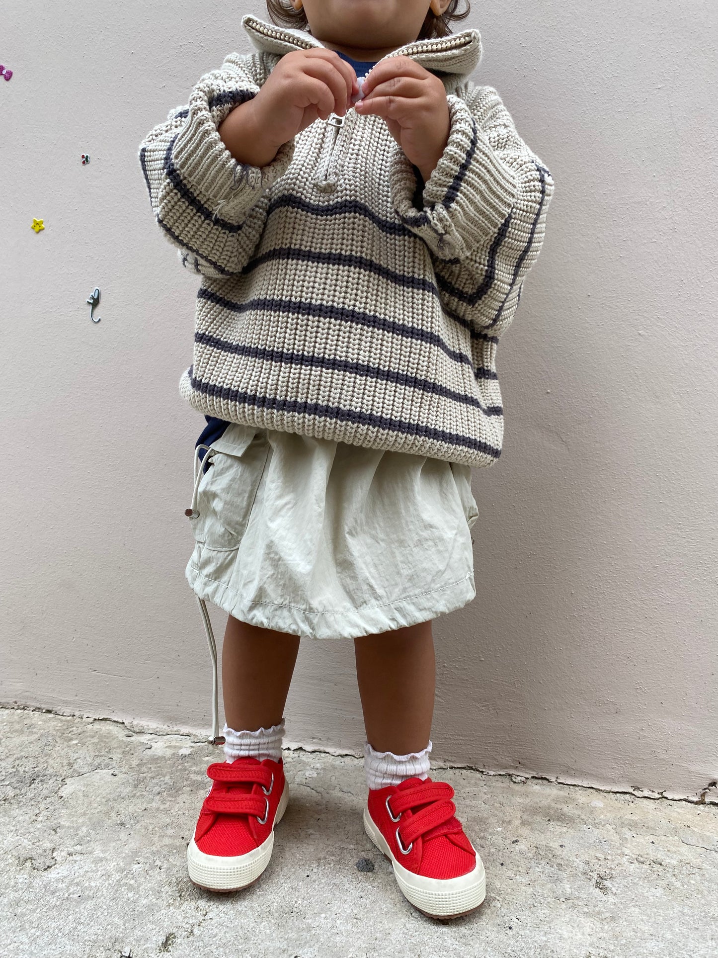 Maglione half zip beige