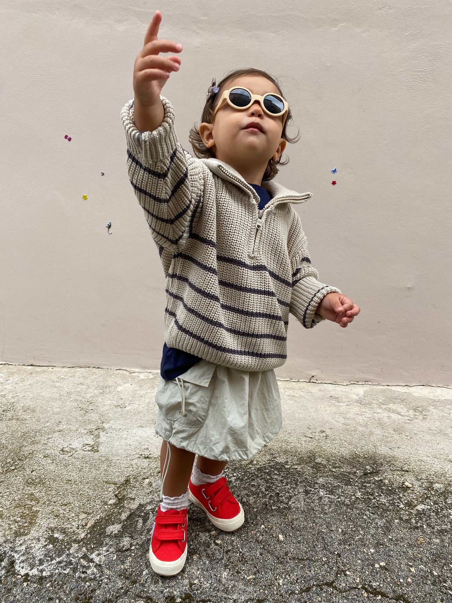 Maglione half zip beige