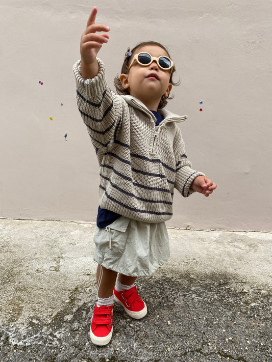 Maglione half zip beige