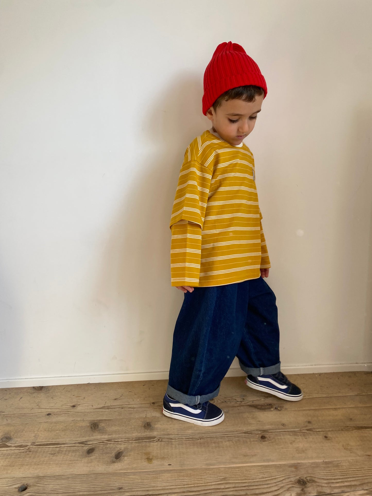 Striped double sleeve t-shirt yellow