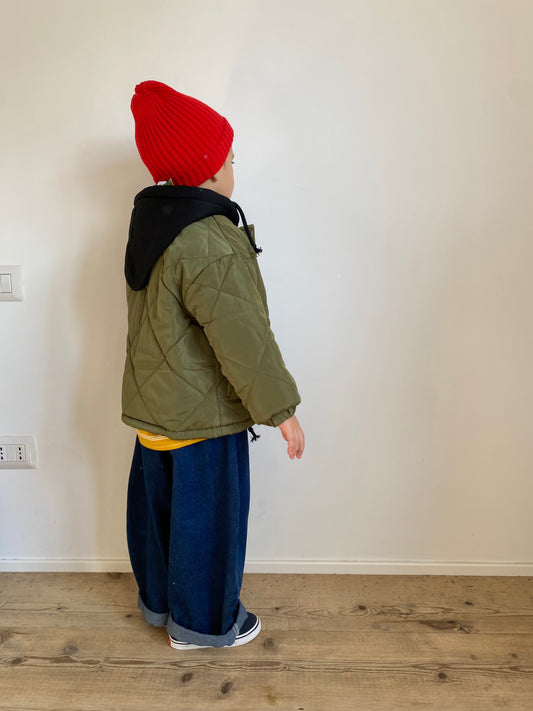 quilted hoodie jacket green