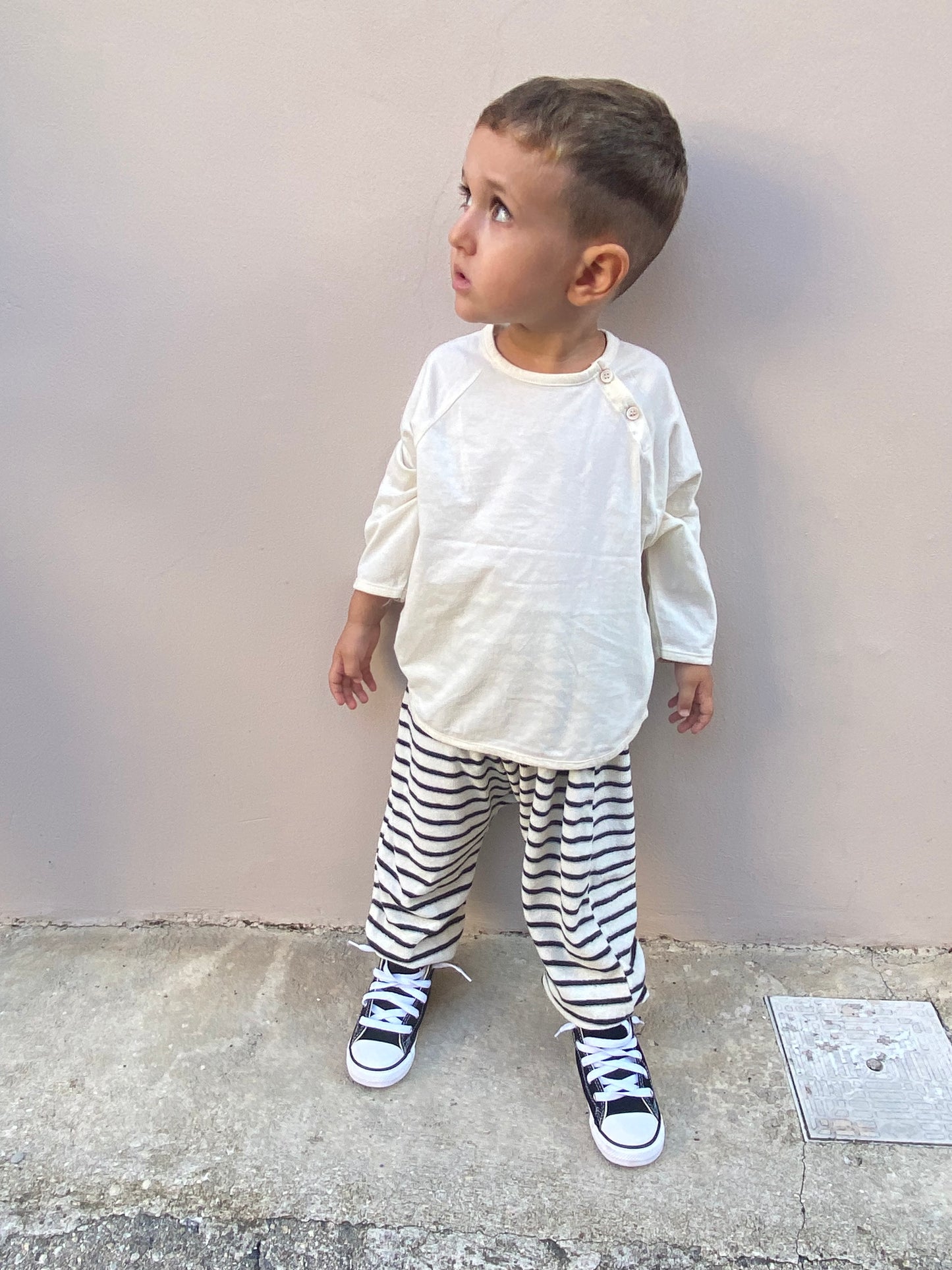 Pantalone teddy a righe